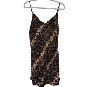Olivaceous Brown Snake Print Mini Dress